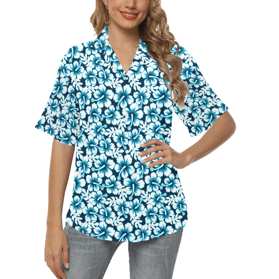 Hibiscus Pattern Print Design 04 Women's All Over Print Hawaiian Shirt