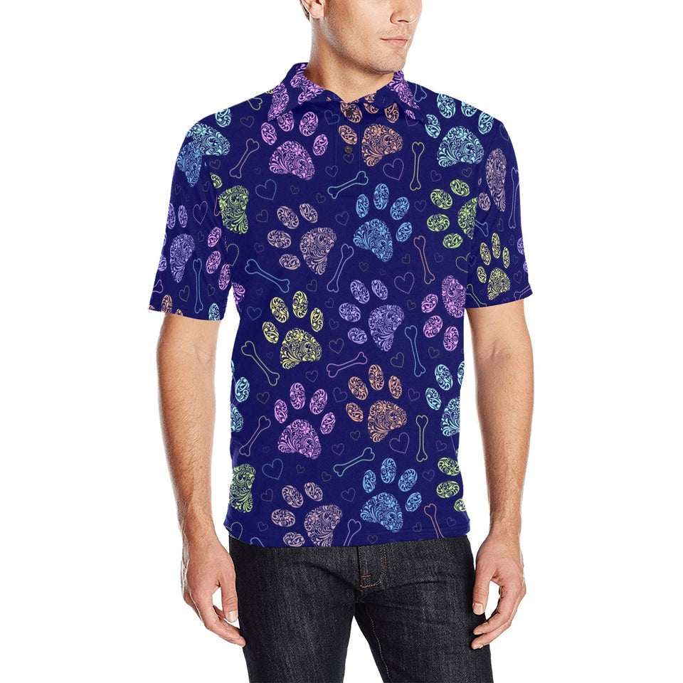 Dog Paws Pattern Print Design 02 Men's All Over Print Polo Shirt