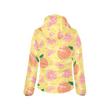 Grapefruit yellow background Women's Padded Hooded Jacket