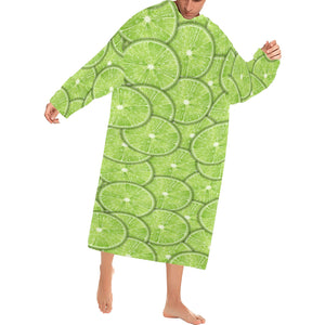 Slices of Lime pattern Blanket Robe with Sleeves