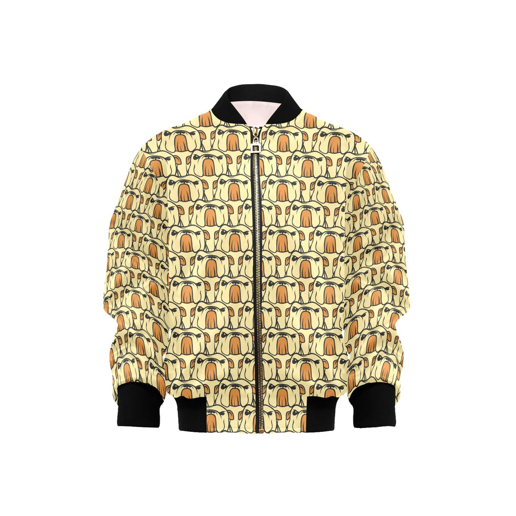 English Bulldog Pattern Print Design 02 Kids' Boys' Girls' Bomber Jacket