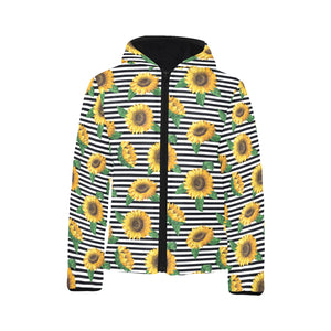sunflowers ribbon background Kids' Boys' Girls' Padded Hooded Jacket