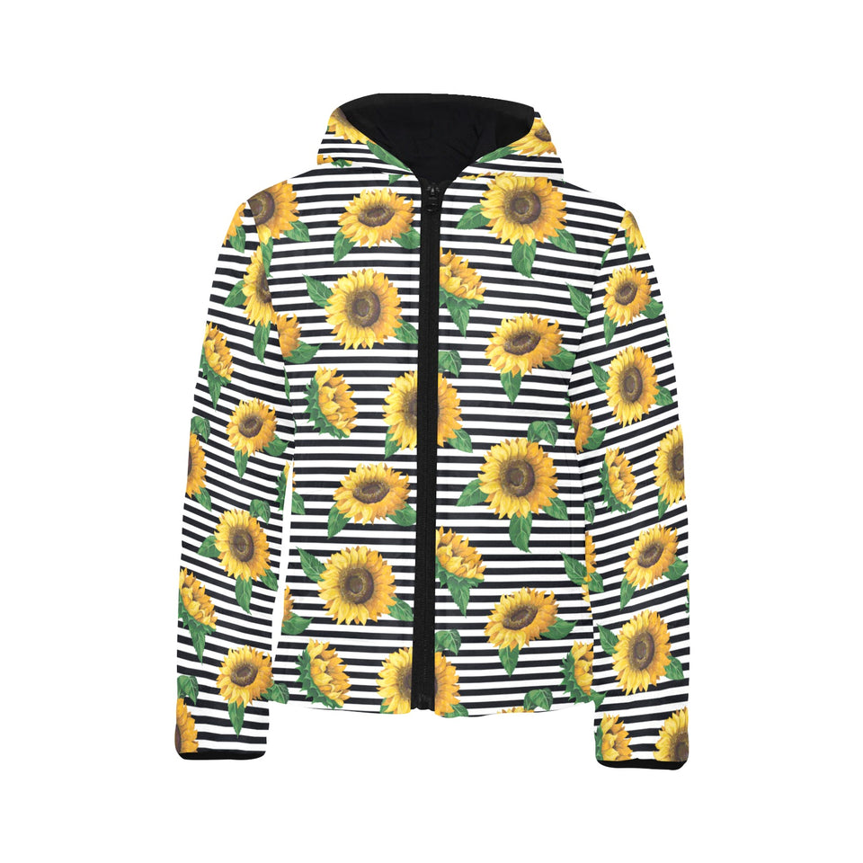 sunflowers ribbon background Kids' Boys' Girls' Padded Hooded Jacket