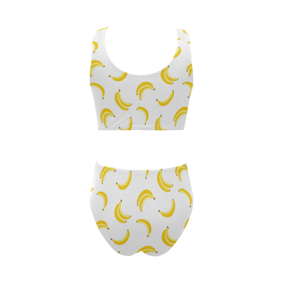 Banana pattern Chest Bowknot High Waisted Bikini Swimsuit