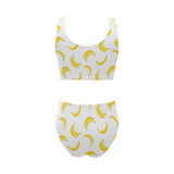 Banana pattern Chest Bowknot High Waisted Bikini Swimsuit