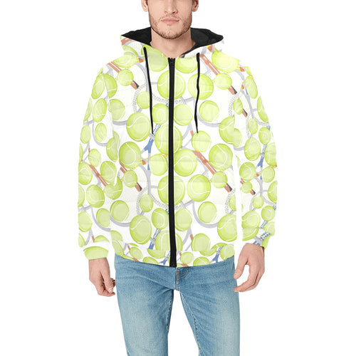 Tennis Pattern Print Design 01 Men's Padded Hooded Jacket
