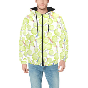 Tennis Pattern Print Design 01 Men's Padded Hooded Jacket