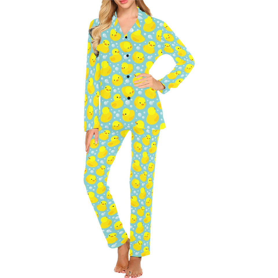 Duck Pattern Print Design 03 Women's Long Pajama Set