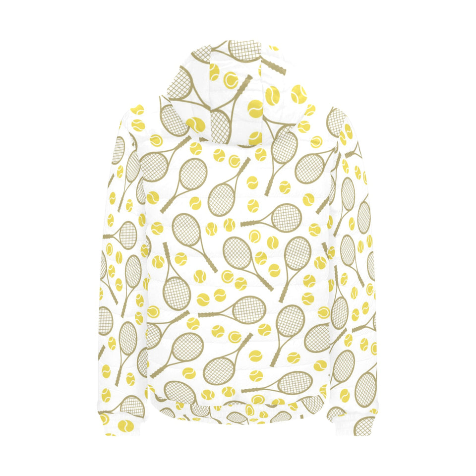 Tennis Pattern Print Design 02 Men's Padded Hooded Jacket