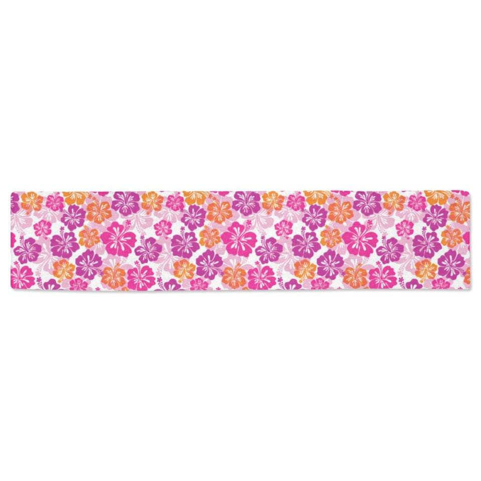 Hibiscus Pattern Print Design 01 Table Runner