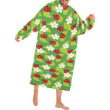 Ladybug Pattern Print Design 01 Blanket Robe with Sleeves