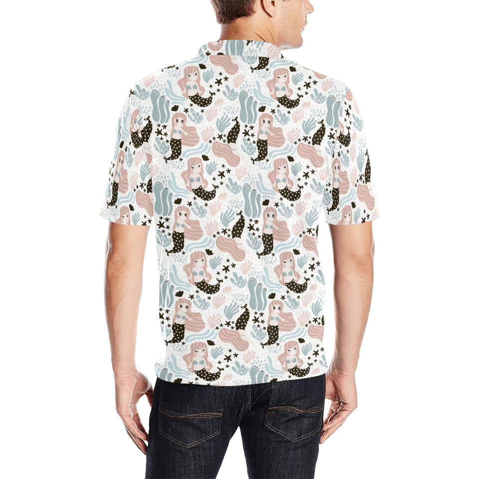 cute mermaid pattern Men's All Over Print Polo Shirt