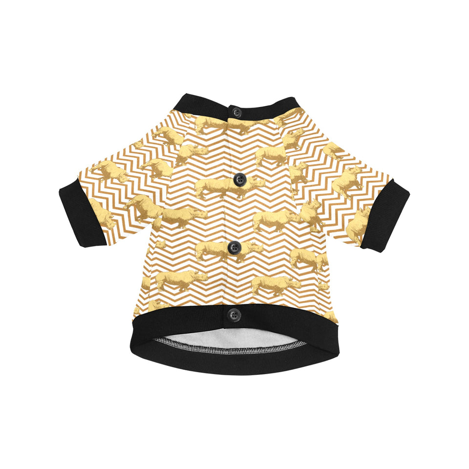 Rhino yellow theme pattern All Over Print Pet Dog Round Neck Fuzzy Shirt