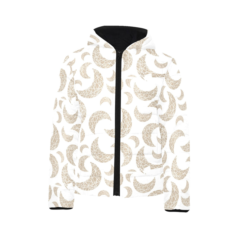 Cool gold moon abstract pattern Kids' Boys' Girls' Padded Hooded Jacket