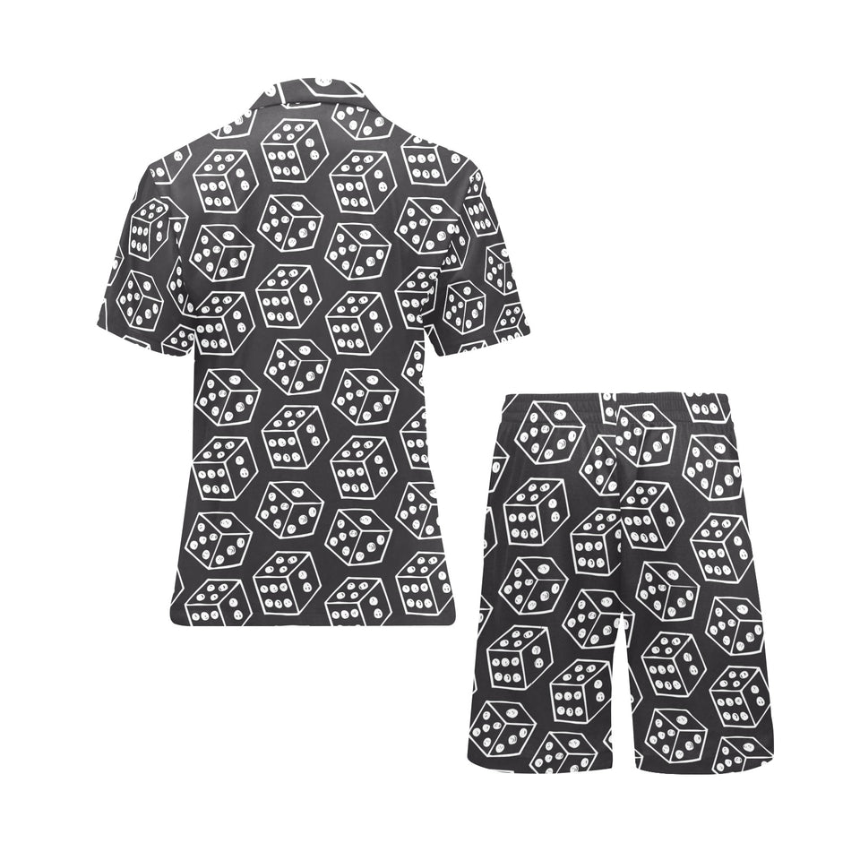 Dice Pattern Print Design 01 Men's V-Neck Short Pajama Set