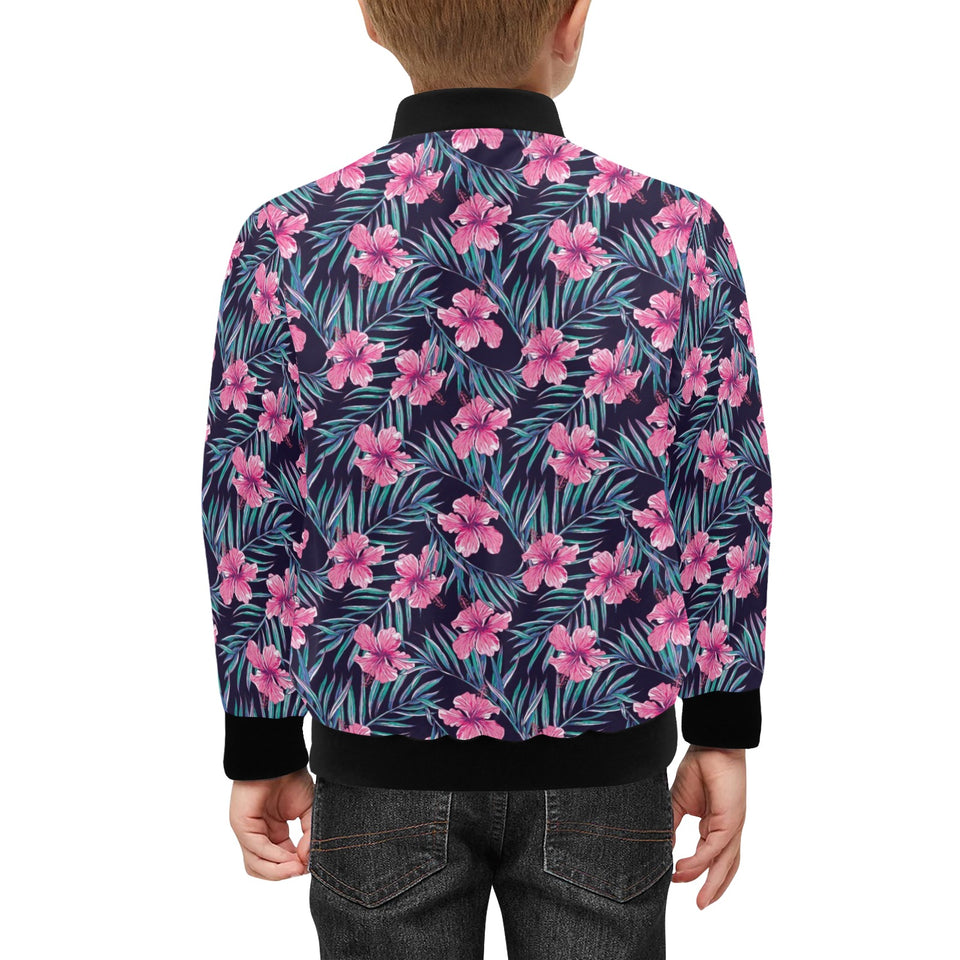 Hibiscus Pattern Print Design 05 Kids' Boys' Girls' Bomber Jacket