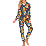 Colorful parrot flower pattern Women's All Over Print Pajama Set