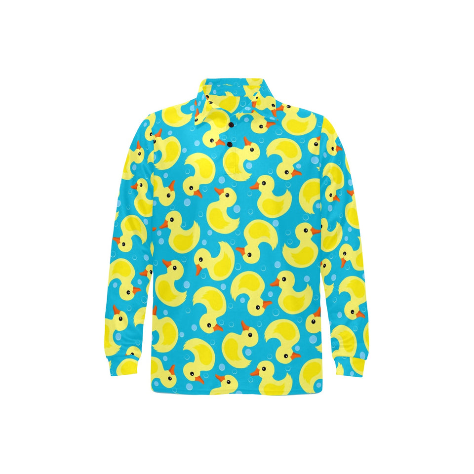Duck Pattern Print Design 04 Men's Long Sleeve Polo Shirt