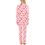 Lips Pattern Print Design 05 Women's Long Pajama Set