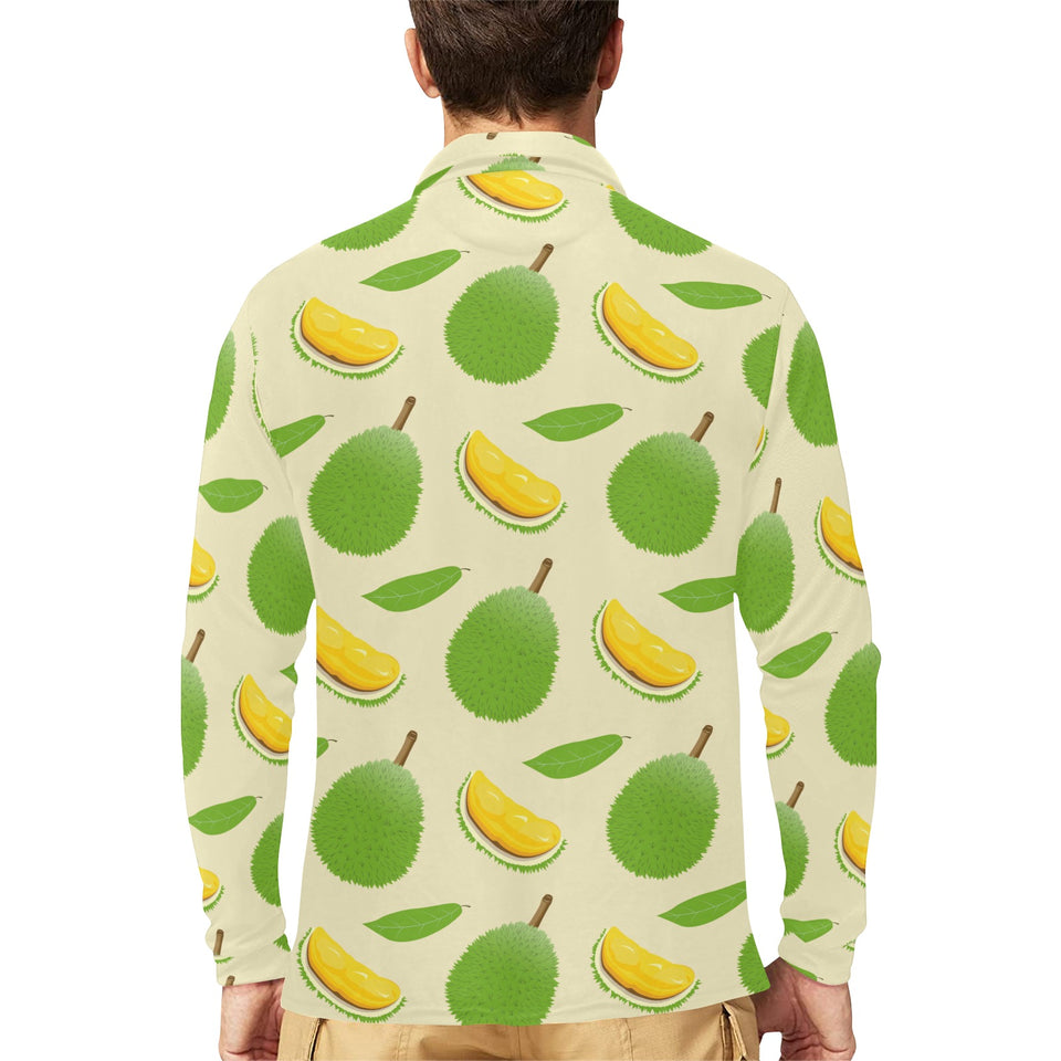 Durian pattern Men's Long Sleeve Polo Shirt