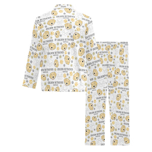 Golden Retriever Pattern Print Design 04 Men's Long Pajama Set
