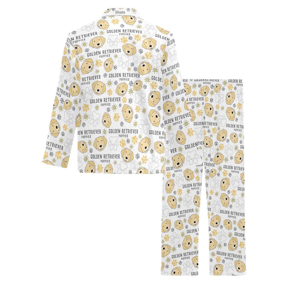 Golden Retriever Pattern Print Design 04 Men's Long Pajama Set