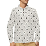 Dog Paws Pattern Print Design 03 Men's Long Sleeve Polo Shirt