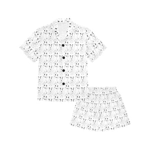 Bull Terrier Pattern Print Design 02 Kids' Boys' Girls' V-Neck Short Pajama Set