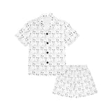 Bull Terrier Pattern Print Design 02 Kids' Boys' Girls' V-Neck Short Pajama Set