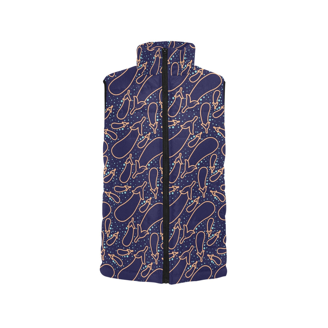 Eggplant Pattern Print Design 04 Women's Padded Vest