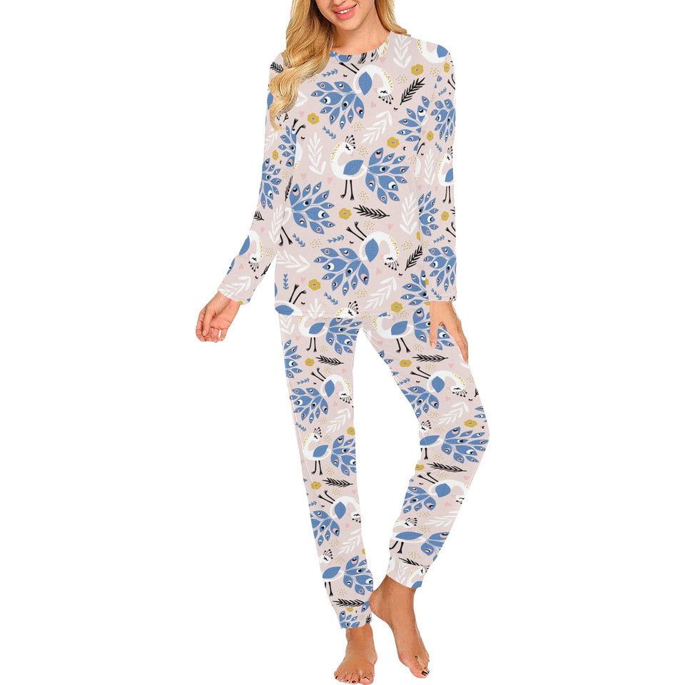 Cute peacock pattern Women's All Over Print Pajama Set