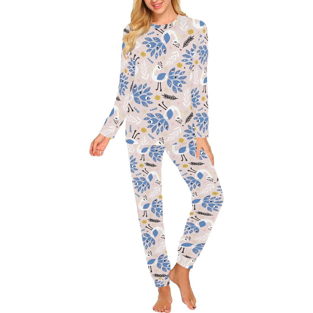 Cute peacock pattern Women's All Over Print Pajama Set