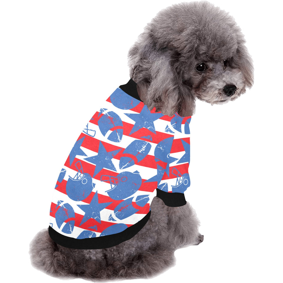 American football ball star stripes pattern All Over Print Pet Dog Round Neck Fuzzy Shirt
