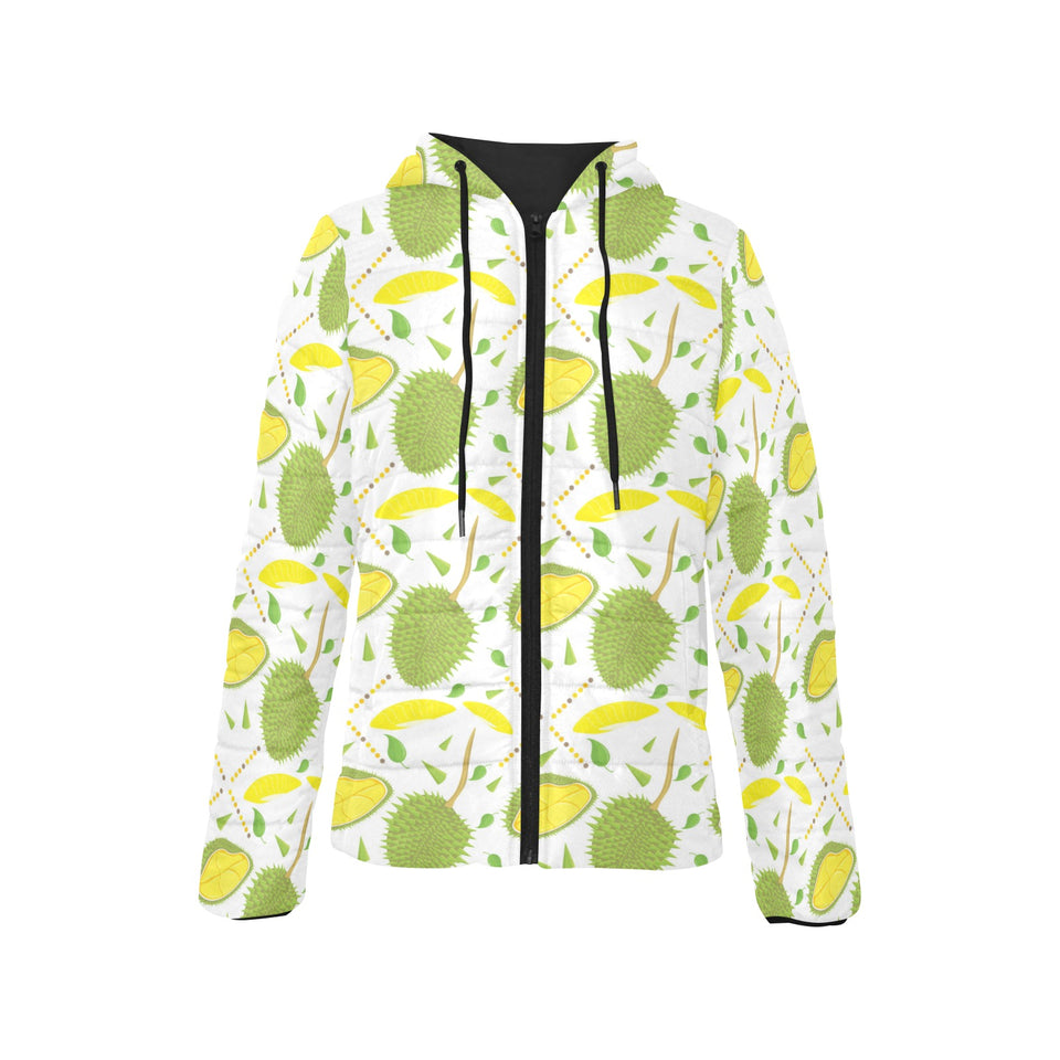 Durian pattern background Women's Padded Hooded Jacket