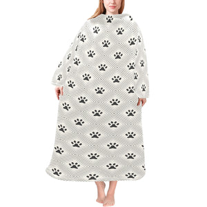 Dog Paws Pattern Print Design 03 Blanket Robe with Sleeves