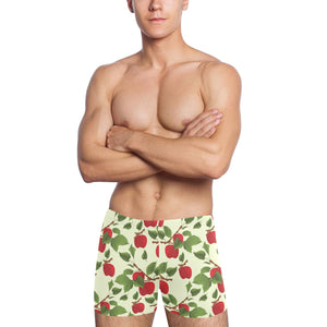 Red apples leaves pattern Men's Swimming Trunks