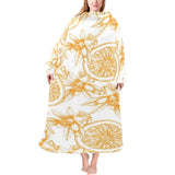 hand drawn orange fruit pattern Blanket Robe with Sleeves