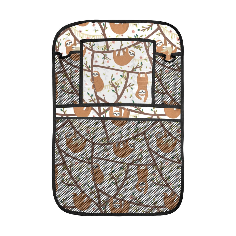 Sloths hanging on the tree pattern Car Seat Back Organizer