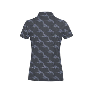 Swordfish Pattern Print Design 03 Women's All Over Print Polo Shirt