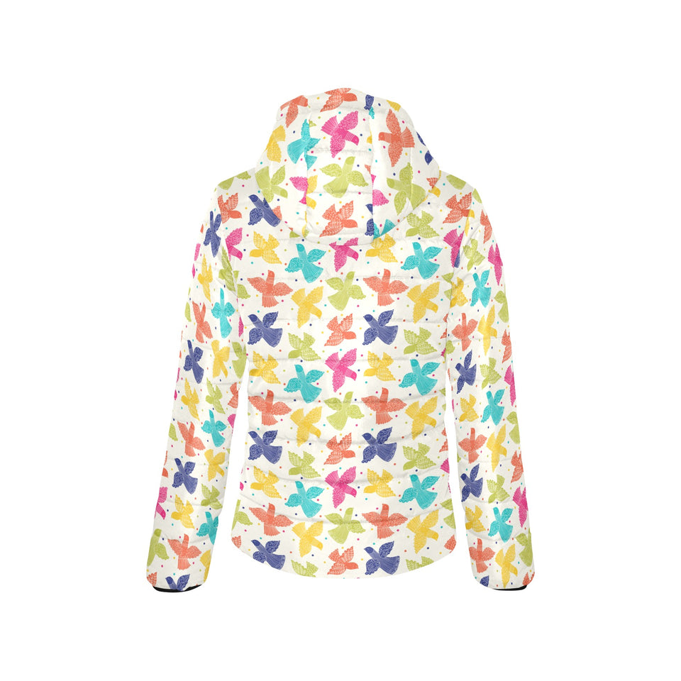 Pigeon Pattern Print Design 01 Women's Padded Hooded Jacket