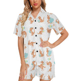 Cute Kangaroo pattern Women's V-Neck Short Pajama Set