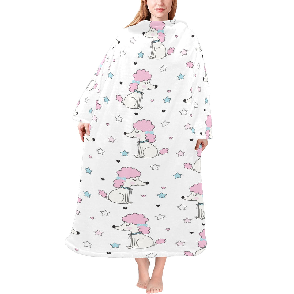 Cute poodle dog star pattern Blanket Robe with Sleeves