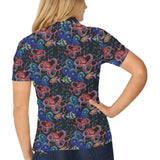 Octopus sea wave tropical fishe pattern Women's All Over Print Polo Shirt