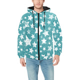 Vintage star pattern Men's Padded Hooded Jacket