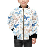blue butterfly pattern Kids' Boys' Girls' Bomber Jacket