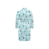 Seagull Pattern Print Design 01 Men's Long Sleeve Belted Night Robe