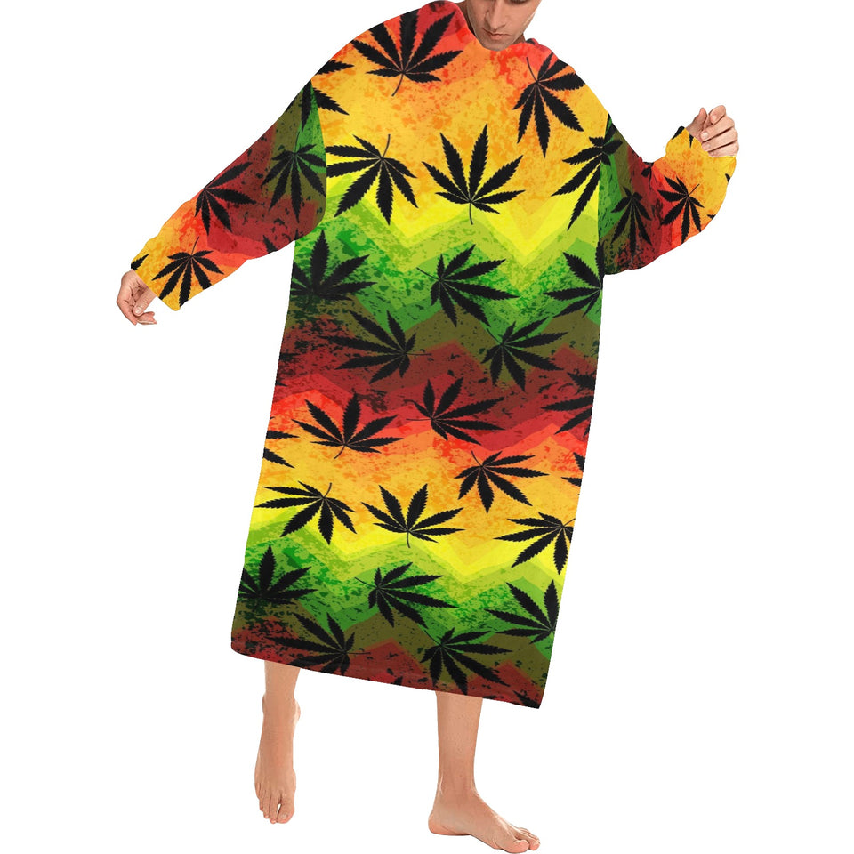 Canabis Marijuana Weed Pattern Print Design 03 Blanket Robe with Sleeves