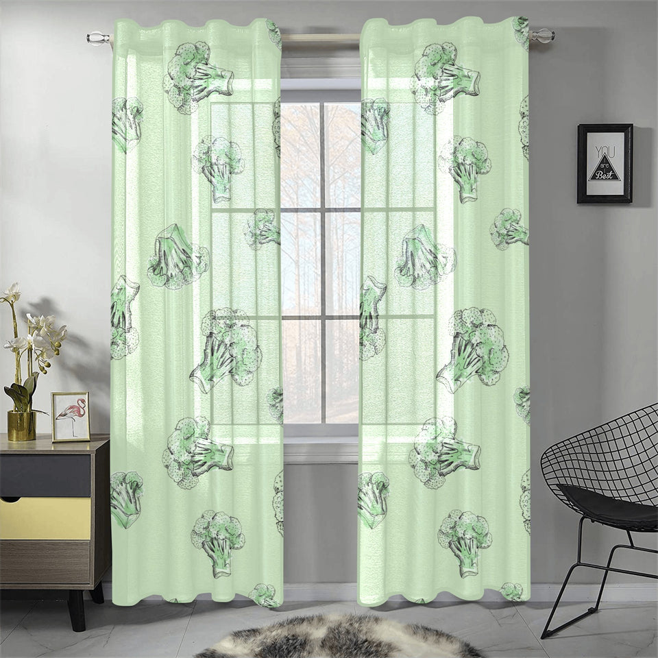 broccoli sketch pattern Gauze Curtain
