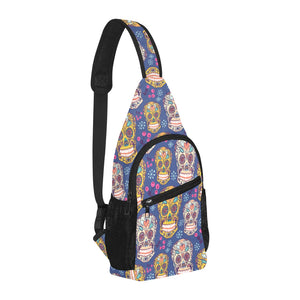 Sugar skull flower pattern All Over Print Chest Bag