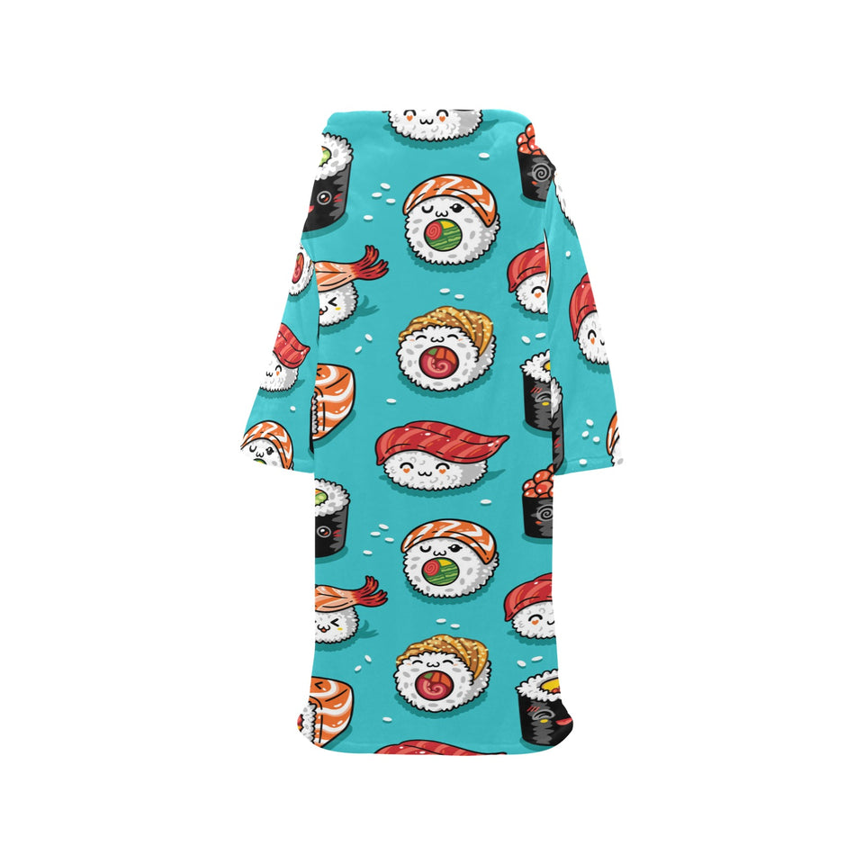 Cute sushi pattern Blanket Robe with Sleeves
